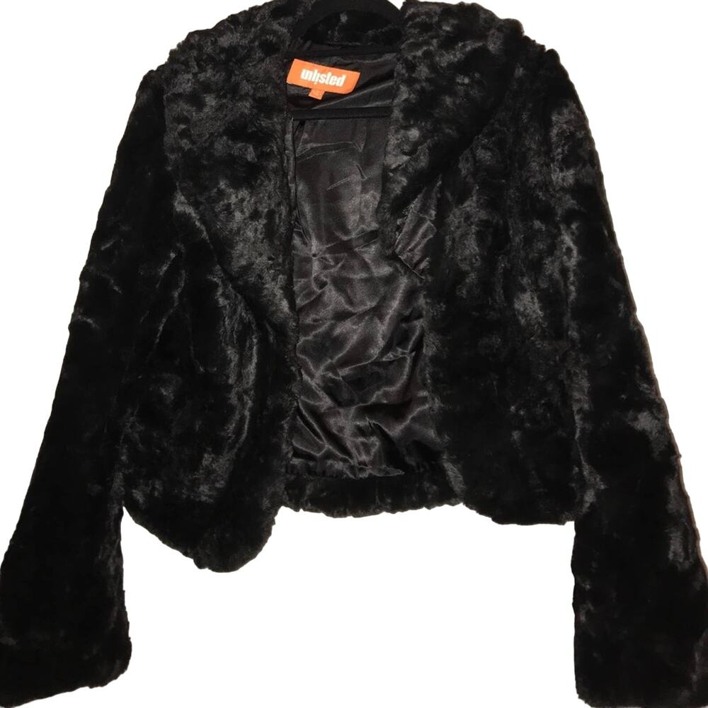 Black Faux Fur Cropped Coat